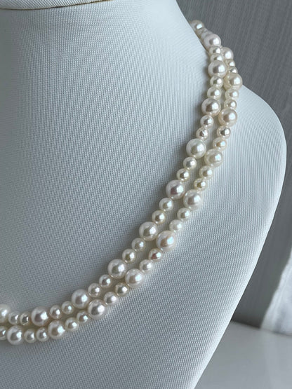 80cm Gradient Size 4.5+6.5mm White Akoya Pearl Beads Necklace - KOKOPEARLJEWELRY - 6