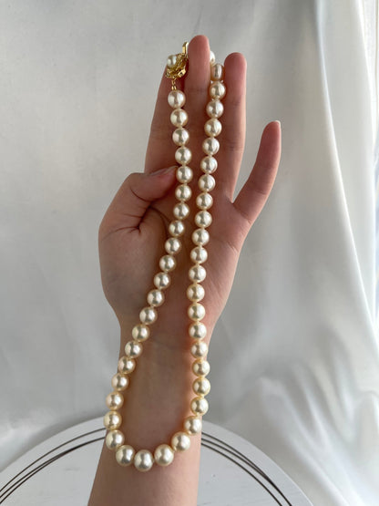 Rare Size 9mm Cream Golden Akoya Pearl Strand Necklace - KOKOPEARLJEWELRY - 9