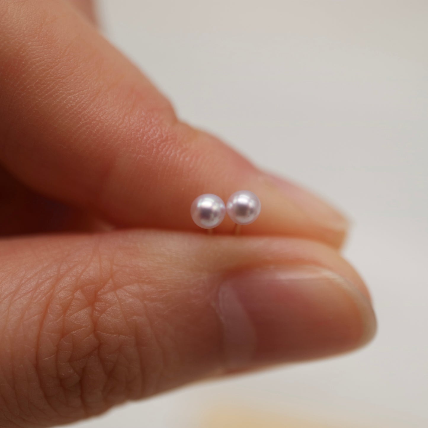 Ultra Rare 2.5mm Sakura Pink Tone Akoya Pearl Stud Earrings 18KYG