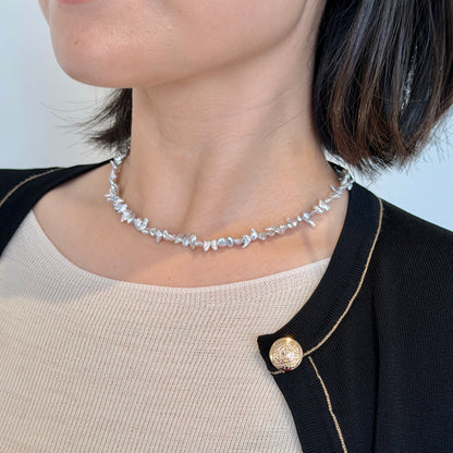 4.0mm 天然銀色調 Akoya Keshi 珍珠串珠項鍊