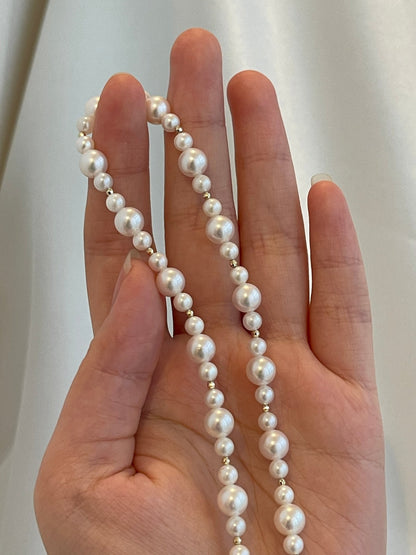 4+6.5mm Akoya Pearl 18K Yellow Gold Beads Strand Necklace - KOKOPEARLJEWELRY - 10