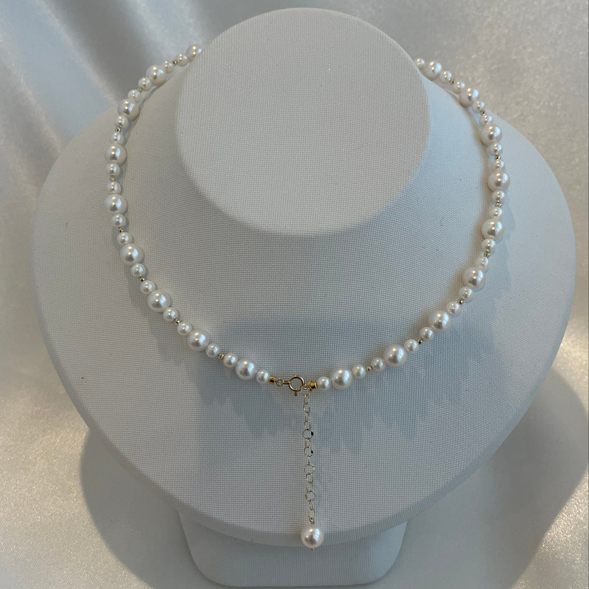 4.0+6.5mm Akoya Pearl 18K Yellow Gold Beads Strand Necklace