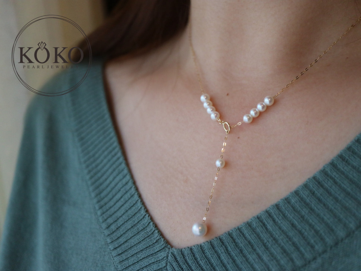 可移動 4 毫米 Akoya 珍珠多合一鏈 18K 黃金