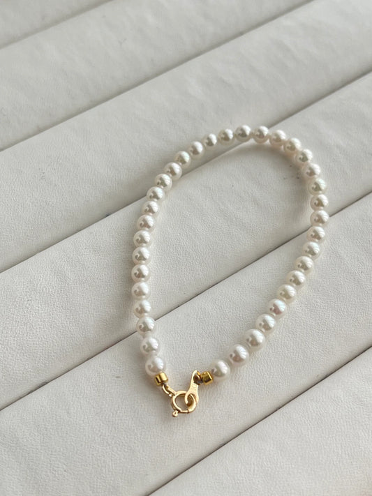 4mm White Akoya Pearl Beaded Bracelet - KOKOPEARLJEWELRY - 3