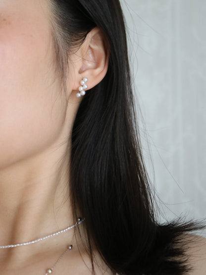 4mm Akoya Pearl Little Grapes Stud Earrings pt900 Platinum - KOKOPEARLJEWELRY - 2