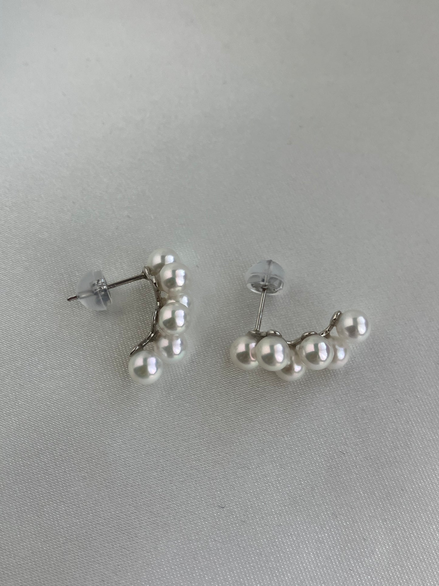 4.0mm Akoya Pearl Little Grapes Stud Earrings pt900 Platinum