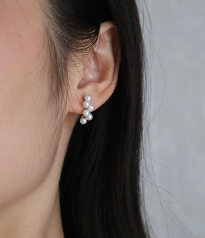 4mm Akoya Pearl Little Grapes Stud Earrings pt900 Platinum - KOKOPEARLJEWELRY - 1