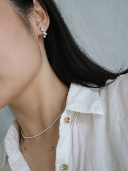 4mm Akoya Pearl Little Grapes Stud Earrings pt900 Platinum - KOKOPEARLJEWELRY - 3