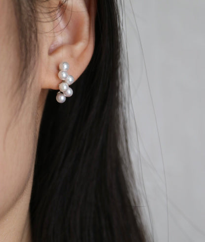 4mm Akoya Pearl Little Grapes Stud Earrings pt900 Platinum - KOKOPEARLJEWELRY - 4