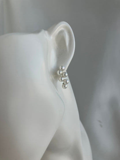 4mm Akoya Pearl Little Grapes Stud Earrings pt900 Platinum - KOKOPEARLJEWELRY - 5