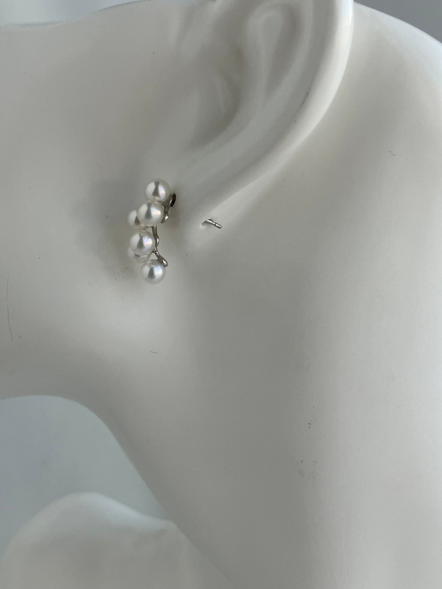 4.0mm Akoya Pearl Little Grapes Stud Earrings pt900 Platinum