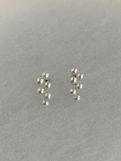 4mm Akoya Pearl Little Grapes Stud Earrings pt900 Platinum - KOKOPEARLJEWELRY - 7