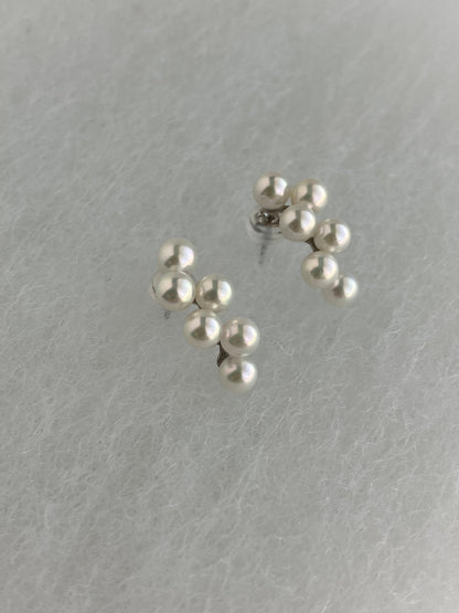 4mm Akoya Pearl Little Grapes Stud Earrings pt900 Platinum - KOKOPEARLJEWELRY - 8