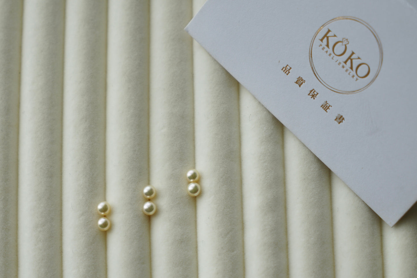 Rare Size 4.0mm Cream Golden Akoya Pearl Stud Earrings 18K Yellow Gold