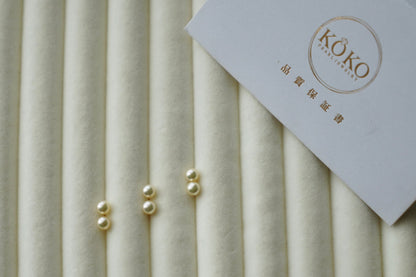希少サイズ 4mm クリーム ゴールデン アコヤ パール スタッド イヤリング 18K イエロー ゴールド