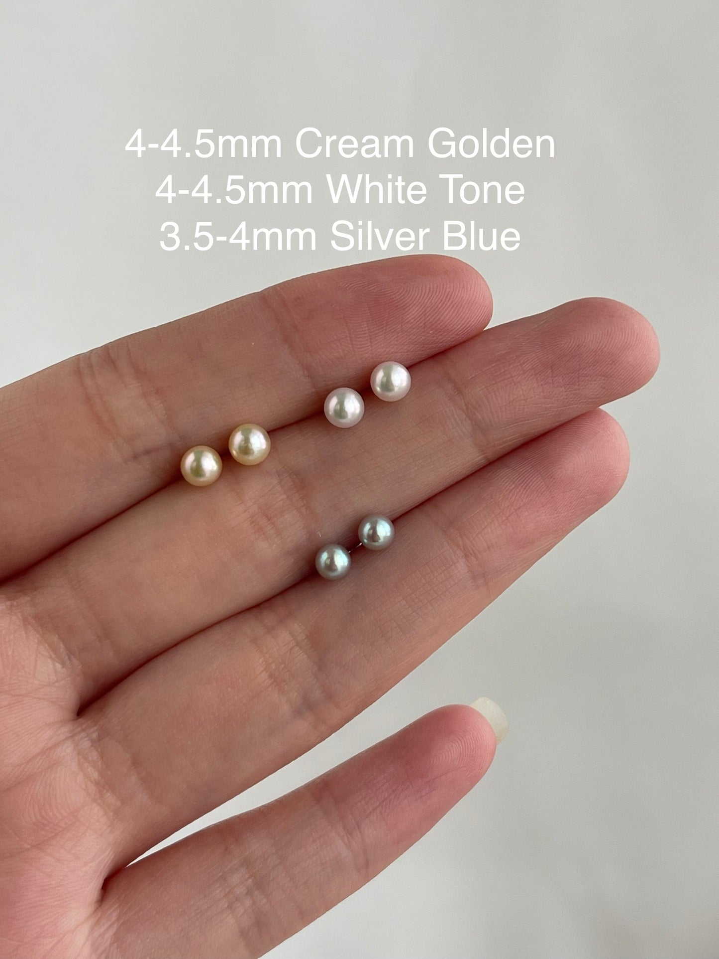 希少サイズ 4mm クリーム ゴールデン アコヤ パール スタッド イヤリング 18K イエロー ゴールド