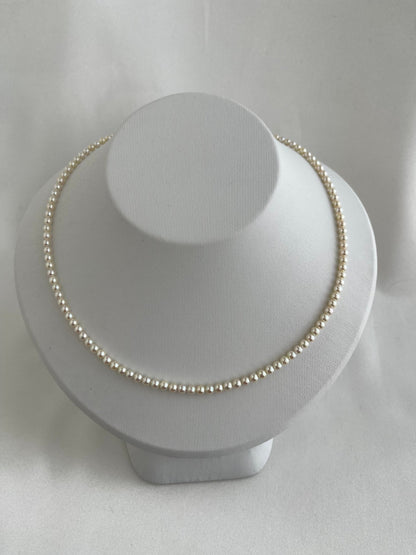 Rare Sized 3.5mm Cream Golden Tone Akoya Pearl Strand Necklace - KOKOPEARLJEWELRY - 3