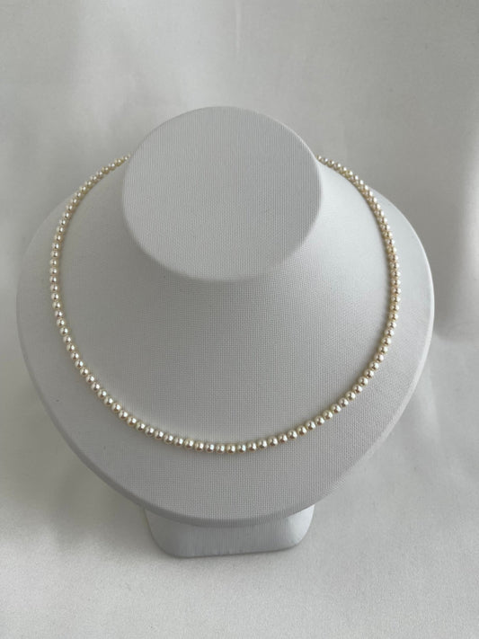 Rare Sized 3.5mm Cream Golden Tone Akoya Pearl Strand Necklace - KOKOPEARLJEWELRY - 3