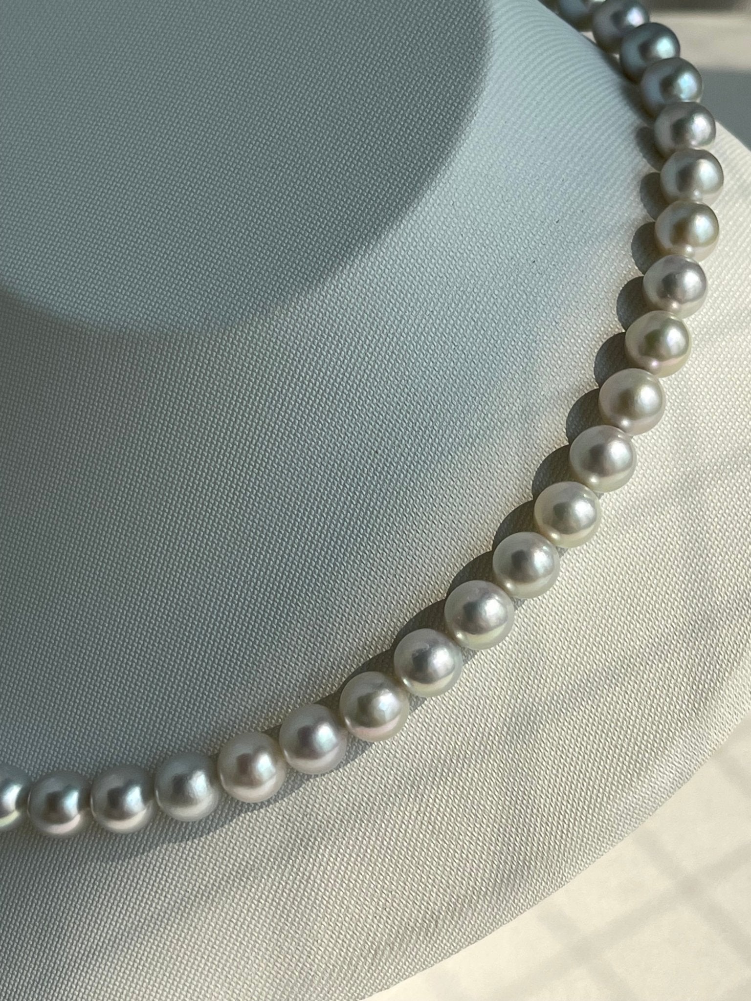 Certified Natural Silver Gray 8mm Akoya Pearl Strand Necklace - KOKOPEARLJEWELRY - 4