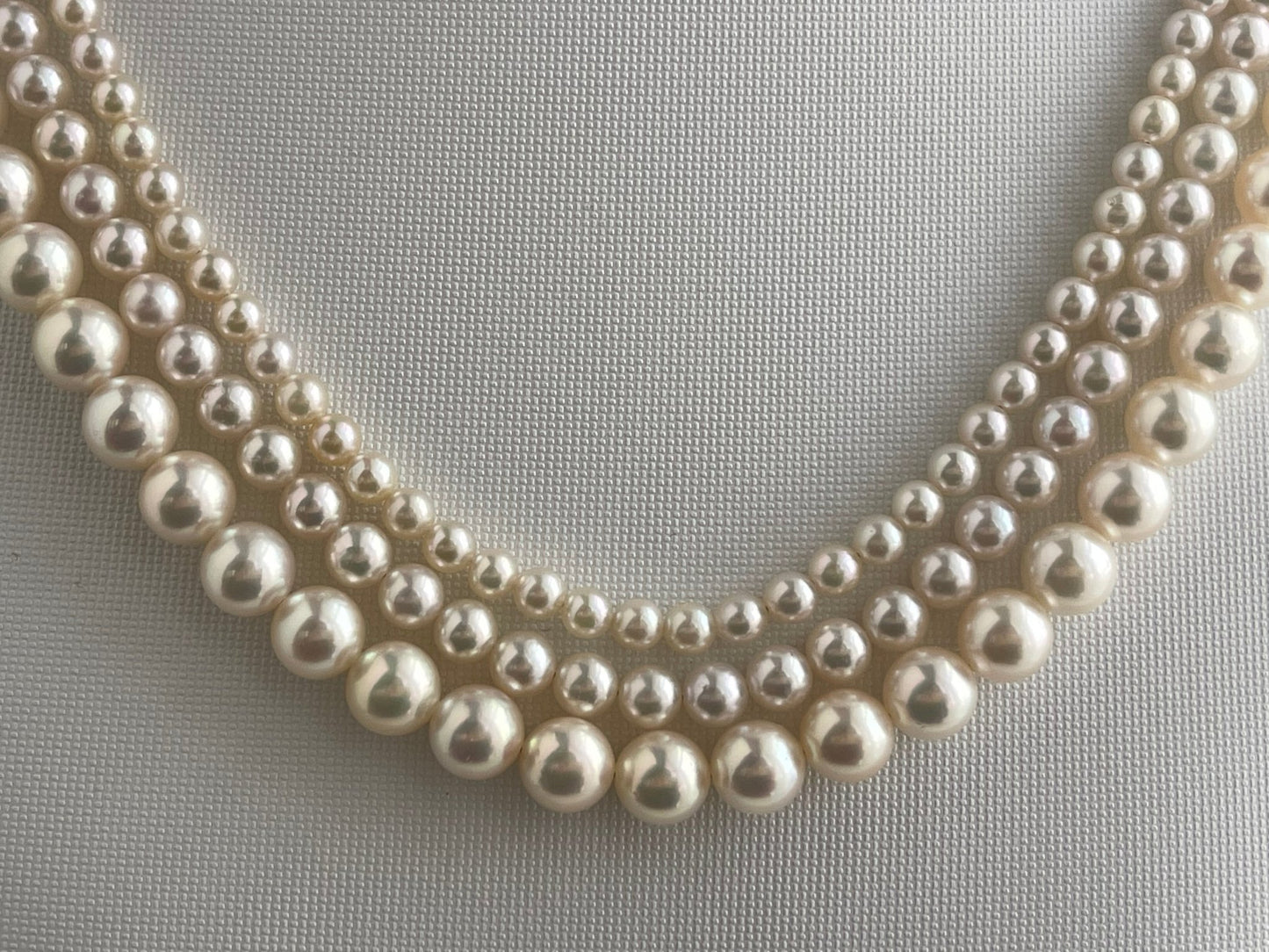 Triple Layered Light Creamy Akoya Pearl Necklace - KOKOPEARLJEWELRY - 6