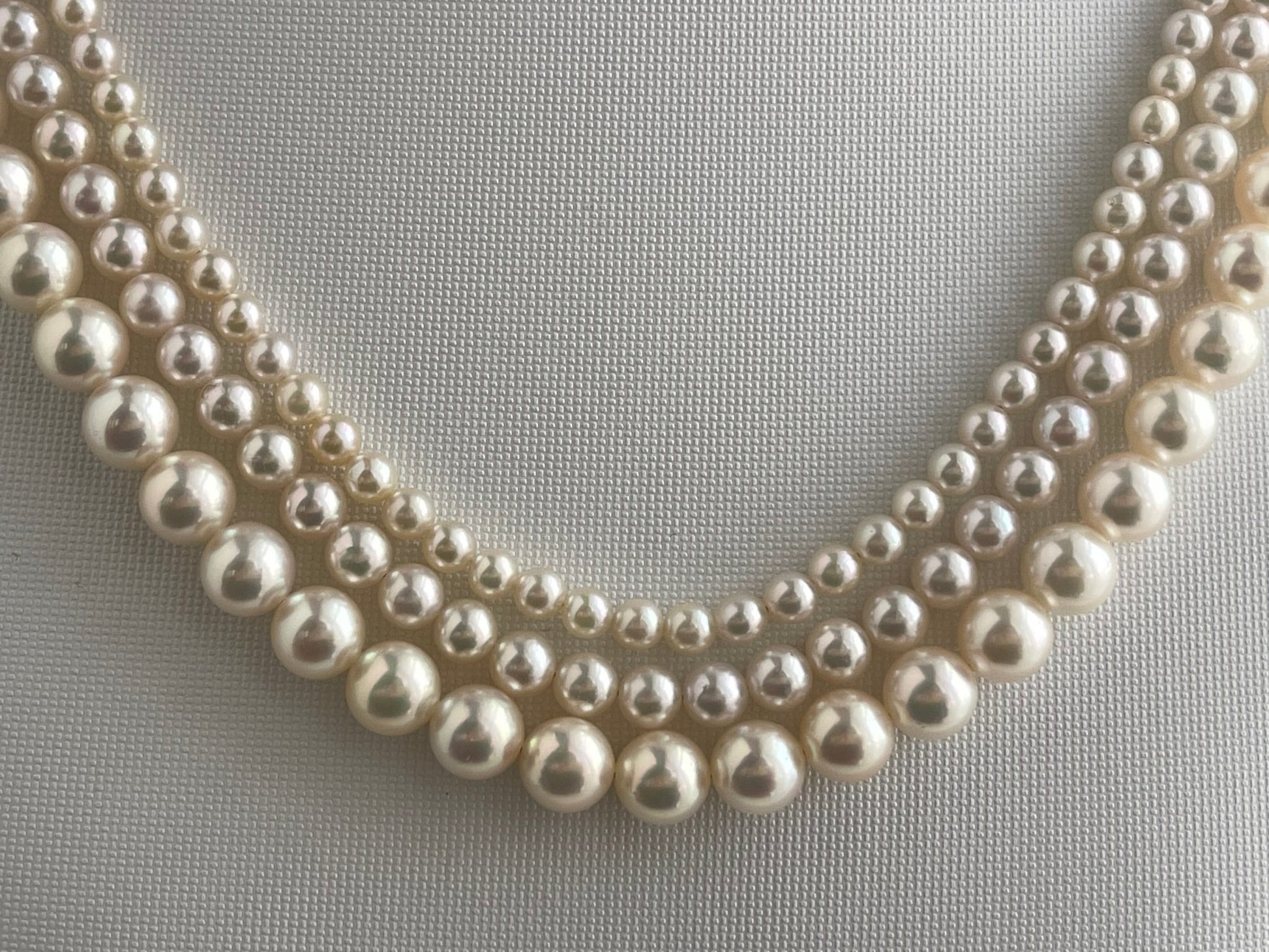 Triple Layered Light Creamy Akoya Pearl Necklace - KOKOPEARLJEWELRY - 6