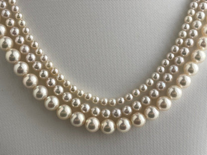 Triple Layered Light Creamy Akoya Pearl Necklace - KOKOPEARLJEWELRY - 6