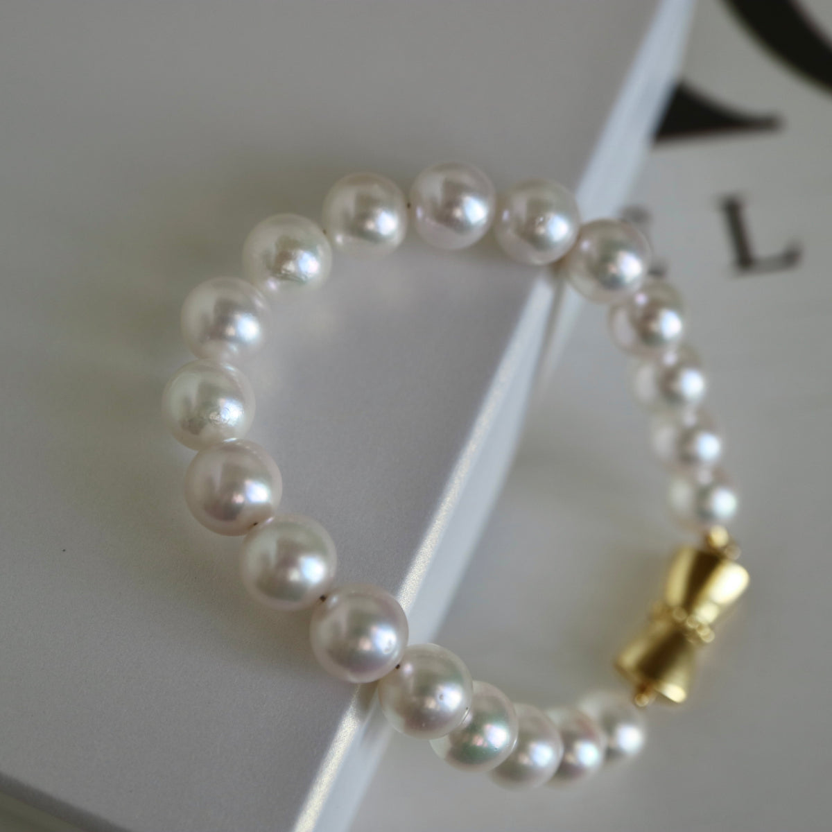Pinkish White 7.5mm 日本産アコヤ真珠ブレスレット