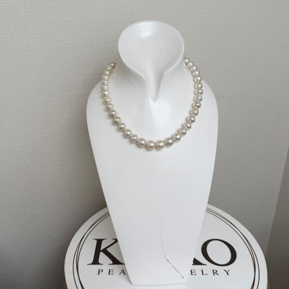 10.0-11.9mm Circle Baroque White South Sea Pearl Beaded Necklace