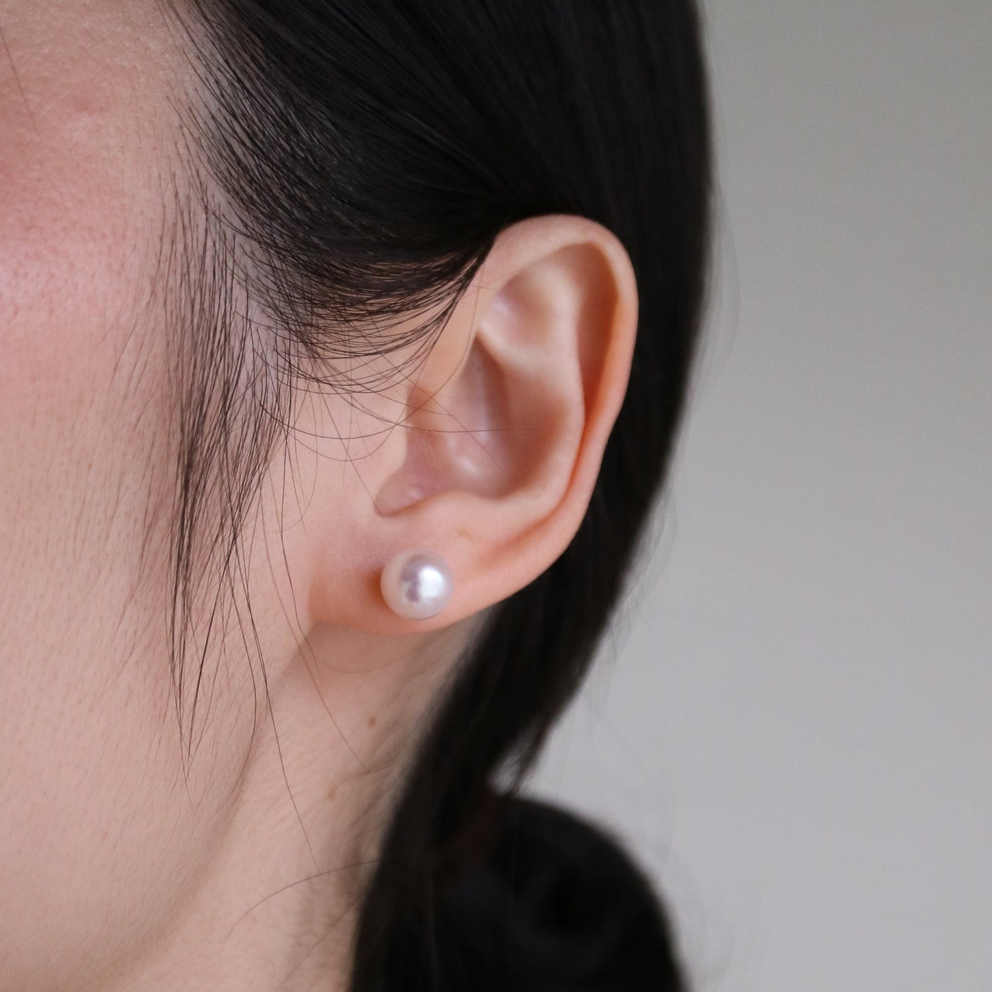 Pierced/Clip-On Type | Sakura Pink 8.5mm Akoya Pearl Stud Earrings K18YG SV