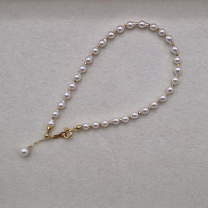 Rare 3.5mm Japanese Akoya Drop Pearl Bracelet K18YG