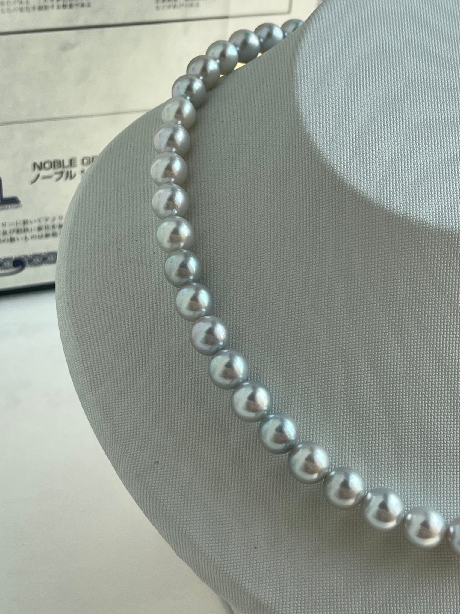 Certified Natural Silver Gray 8mm Akoya Pearl Strand Necklace - KOKOPEARLJEWELRY - 5