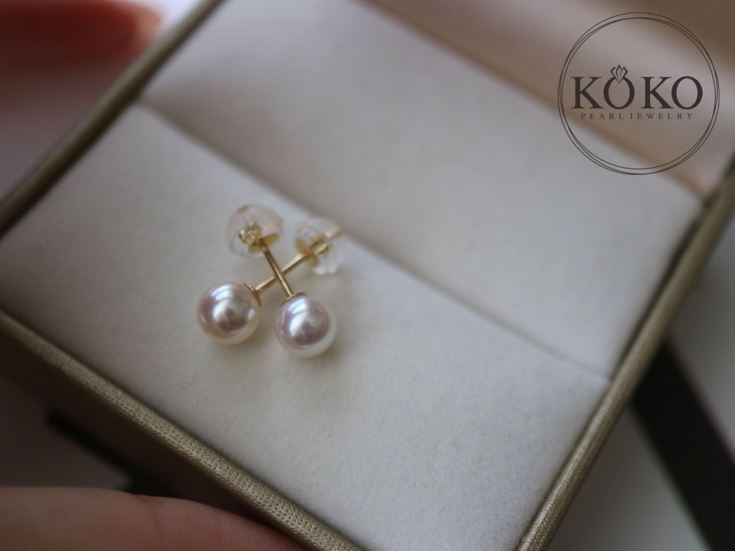 5mm 5.5mm アコヤ真珠スタッドピアス 18K イエローゴールド