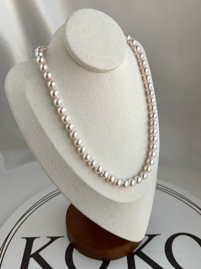 Pinkish White 7.5mm Akoya Pearl Strand Necklace - KOKOPEARLJEWELRY - 5