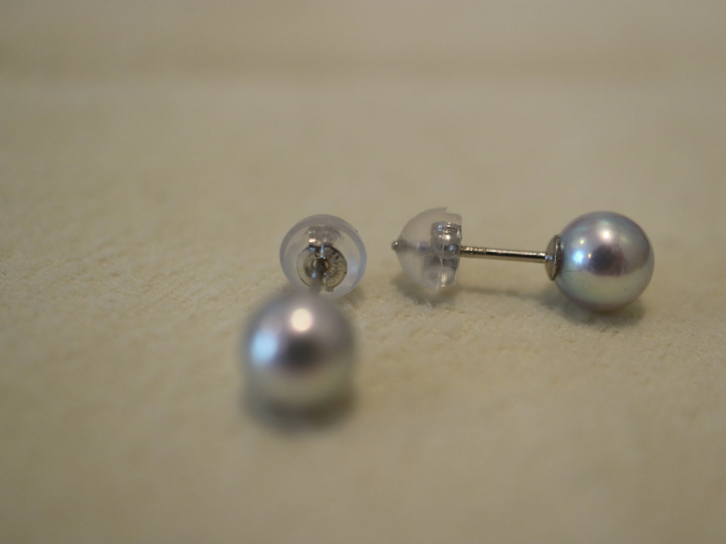 5mm 5.5mm 天然シルバー ブルー アコヤ ペア スタッド ピアス プラチナ pt900