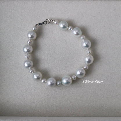 Rare 9.5mm Natural Gray / Natural Blue Baroque Akoya Pearl Bracelet K18WG