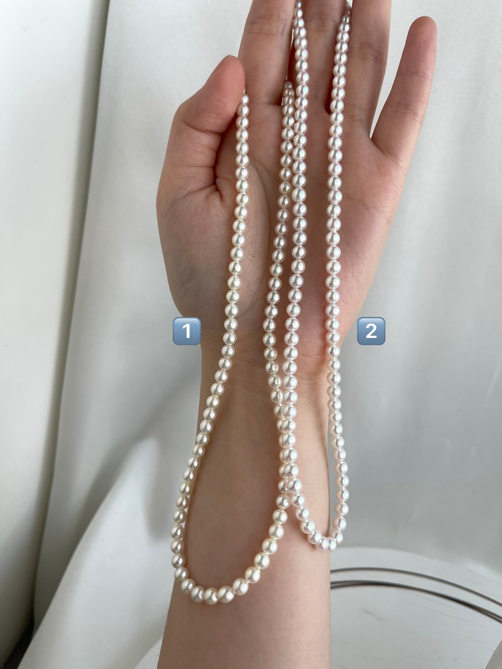 Limited Stock | Mirror Like Luster 4.5mm Semi Round Akoya Pearl Strand Necklace - KOKOPEARLJEWELRY - 3