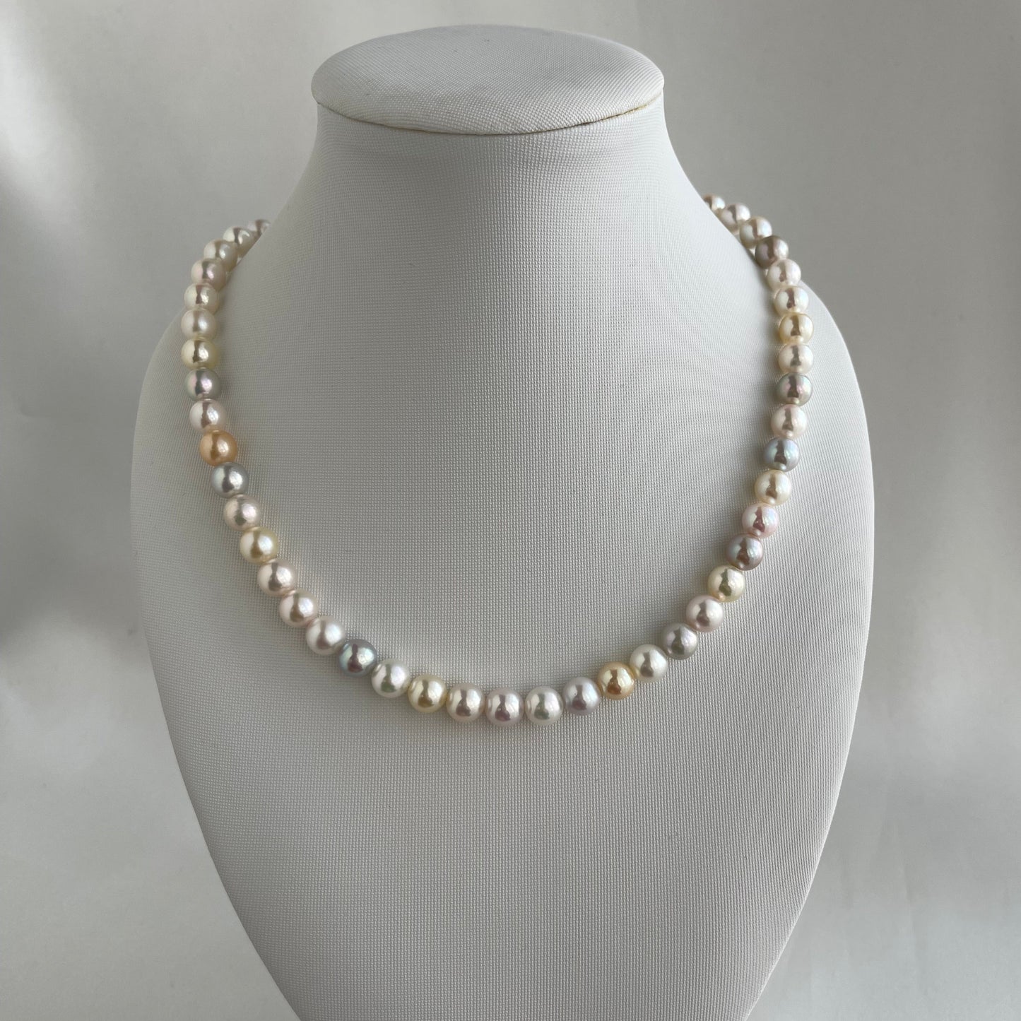Rainbow Color 7.5mm Akoya Pearl Beaded Strand Necklace