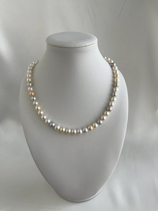 Rainbow Color 7.5mm Akoya Pearl Strand Necklace