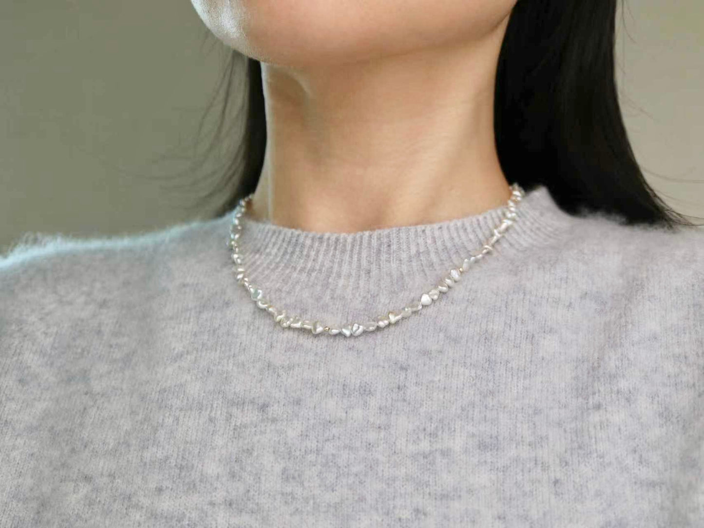4.0mm Akoya Keshi Pearl Strand Necklace K18YG