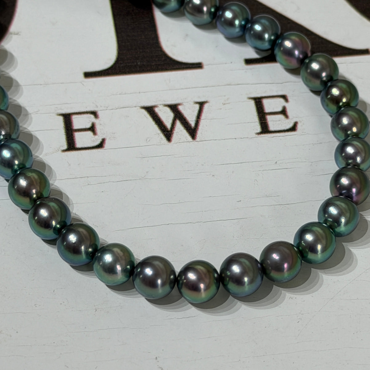 Peacock Green 7mm Japanese Akoya Pearl Beaded Necklace