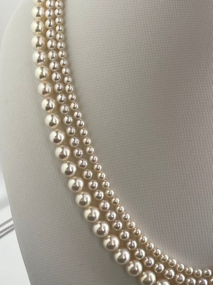 Triple Layered Light Creamy Akoya Pearl Necklace - KOKOPEARLJEWELRY - 9