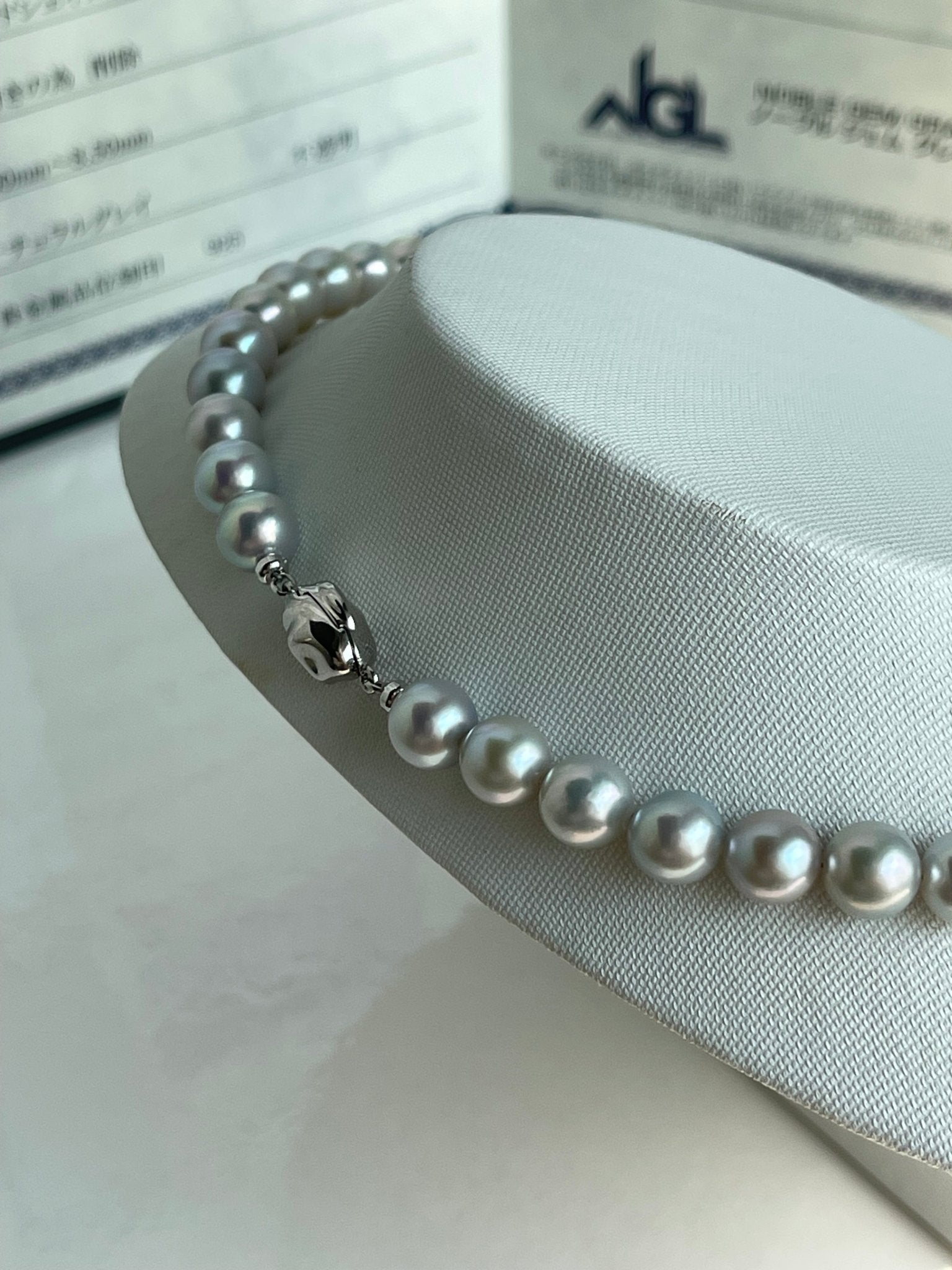 Certified Natural Silver Gray 8mm Akoya Pearl Strand Necklace - KOKOPEARLJEWELRY - 6