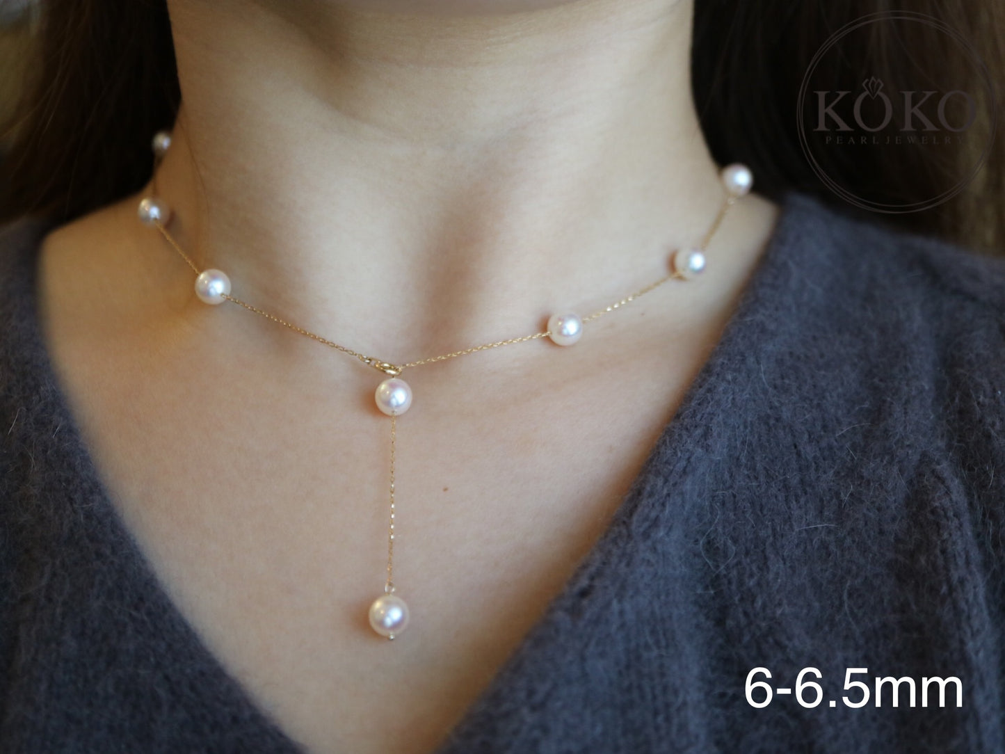6mm/7mm アコヤ真珠ステーションネックレス 18K イエローゴールド