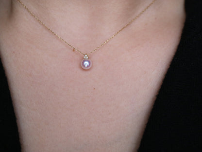 2way Wearing 6mm Akoya Pearl Diamond Water Drop Pendant Necklace 18K Yellow Gold - KOKOPEARLJEWELRY - 9