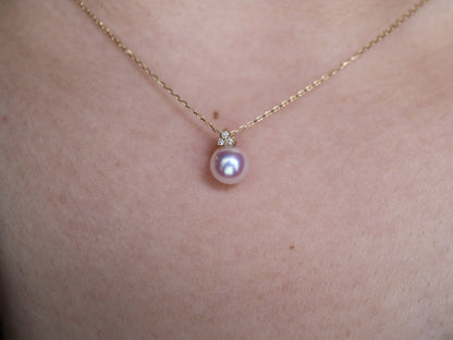 2way Wearing 6mm Akoya Pearl Diamond Water Drop Pendant Necklace 18K Yellow Gold - KOKOPEARLJEWELRY - 7