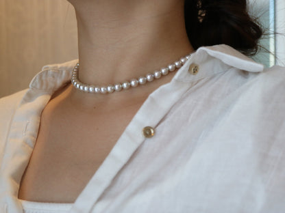 Natural Silver Blue 6.5mm Akoya Pearl Strand Necklace with Certificate by PSL - KOKOPEARLJEWELRY - 6