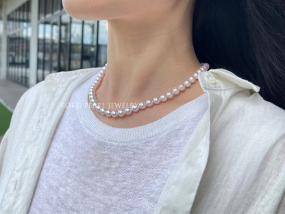 Pinkish White 7.5mm Akoya Pearl Strand Necklace - KOKOPEARLJEWELRY - 2