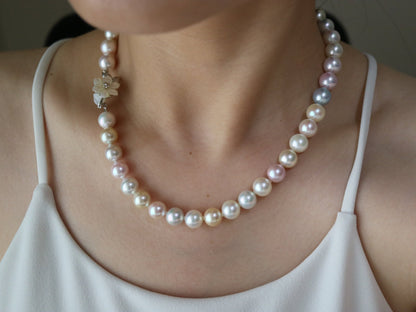 Ultra Rare 9.5 - 10mm Rainbow Color Akoya Pearl Strand Necklace - KOKO PEARL JEWELRY - 2