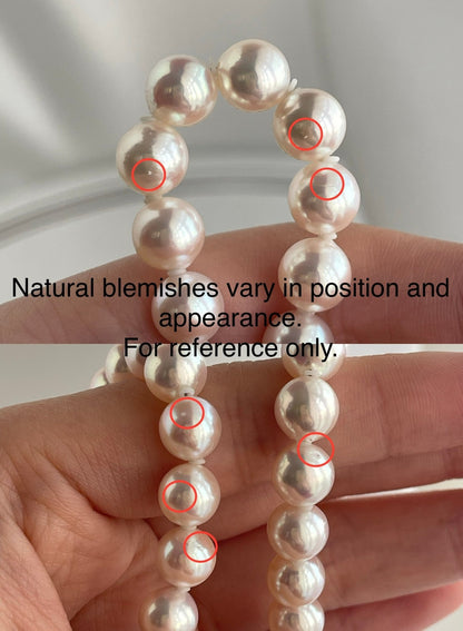 Mirror Like Luster Pinkish White 8mm Akoya Pearl Strand Necklace - KOKOPEARLJEWELRY - 14