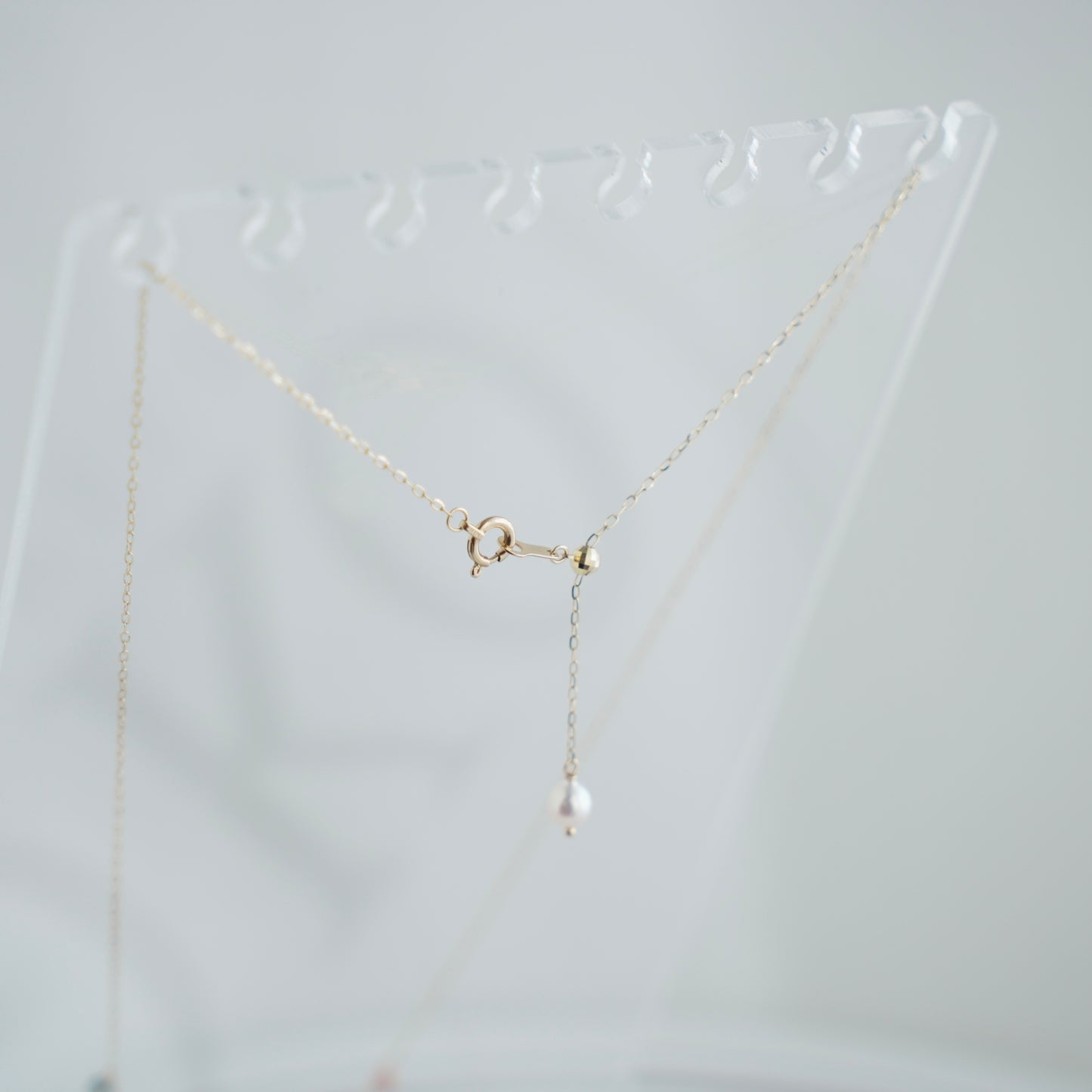 Gold Heart Akoya Pearl Pendant Mixed Color Sapphire Station Necklace 10K Gold